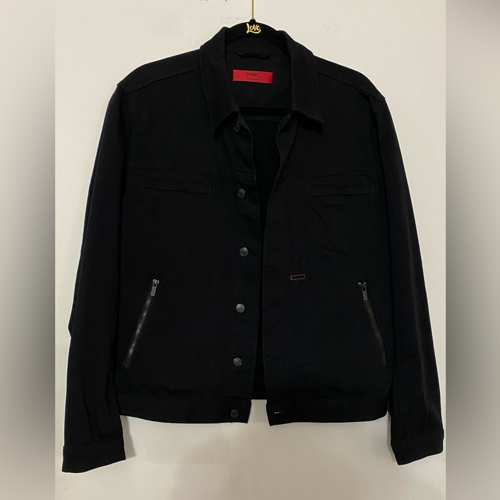 HUGO Boss Men's Black Lightweight Slim fit Utility Denim Jacket
